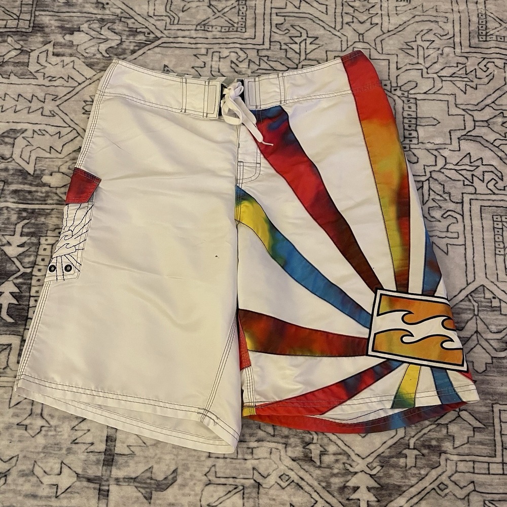 Vtg Billabong Board Shorts 34 Andy Irons Rising Sun Y2K Surf Beach 00s Rare